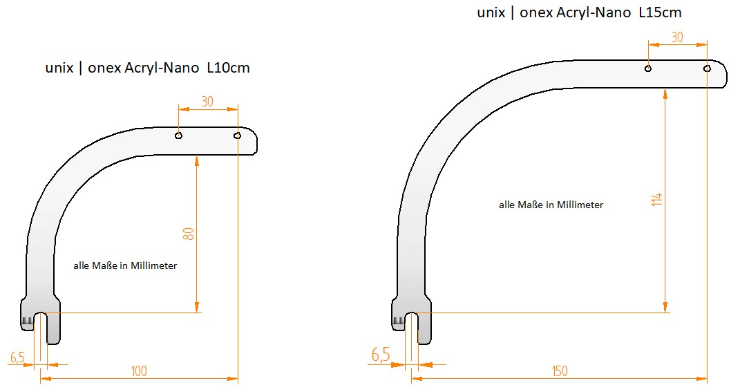 unix onex Acryl Nano L10_15 Maßskizze